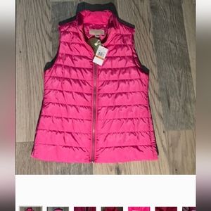 NWT Michael Kors Hot Pink Puffer Zip Up Jacket With Two Pockets